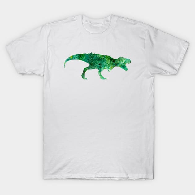 Green T Rex Watercolor Painting 2 T-Shirt by Miao Miao Design